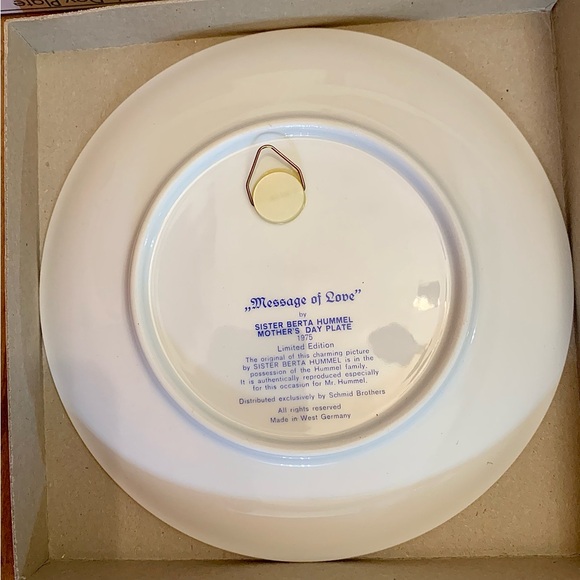 The 1975 Mother's Day Plate in BOX "MESSAGE OF LOVE" SCHMID BROTHERS - Picture 4 of 4